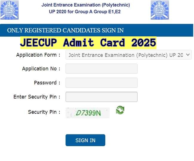 JEECUP Admit Card 2025 Sample