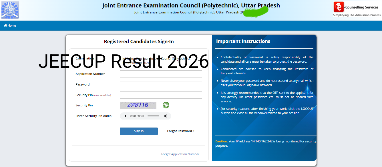 UP Polytechnic JEECUP Result 2026